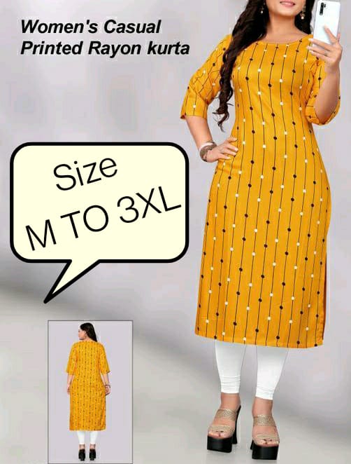 Women's Casual Printed Rayon Regular Wear Kurta Catalog